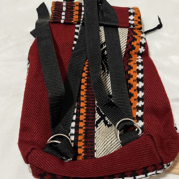 LUCAS Southwest Blanket Small Backpack Woven Red Orange Embroidered KEELA - Picture 4 of 12